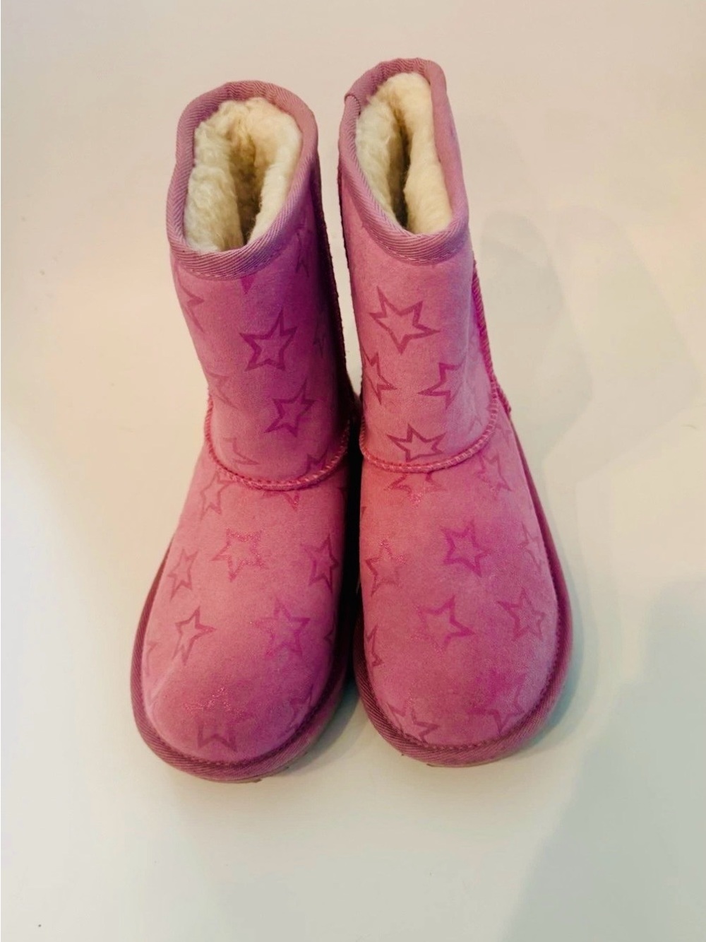 Ugg Girls Pink Star Suede Shearling Boots
